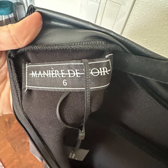 Maniere De Voir Vegan Leather Suspender Dress in Black - Picture 8 of 12